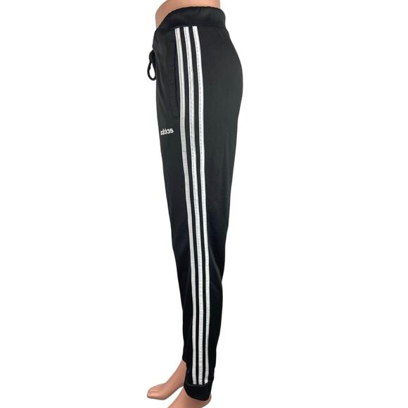 Adidas Black Essentials 3-Stripes Drawstring Activewear Jogger Track Pants Sz S - Picture 2 of 5